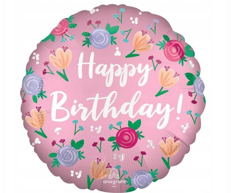 Balon foliowy Happy Birthday Peony 46cm