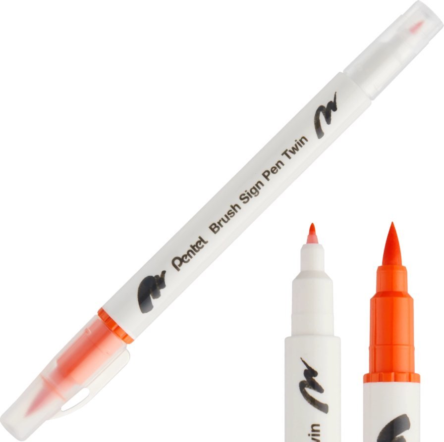Pentel Pisak Brush Pentel Dwustronny Pomarańczowy SESW30C-T107