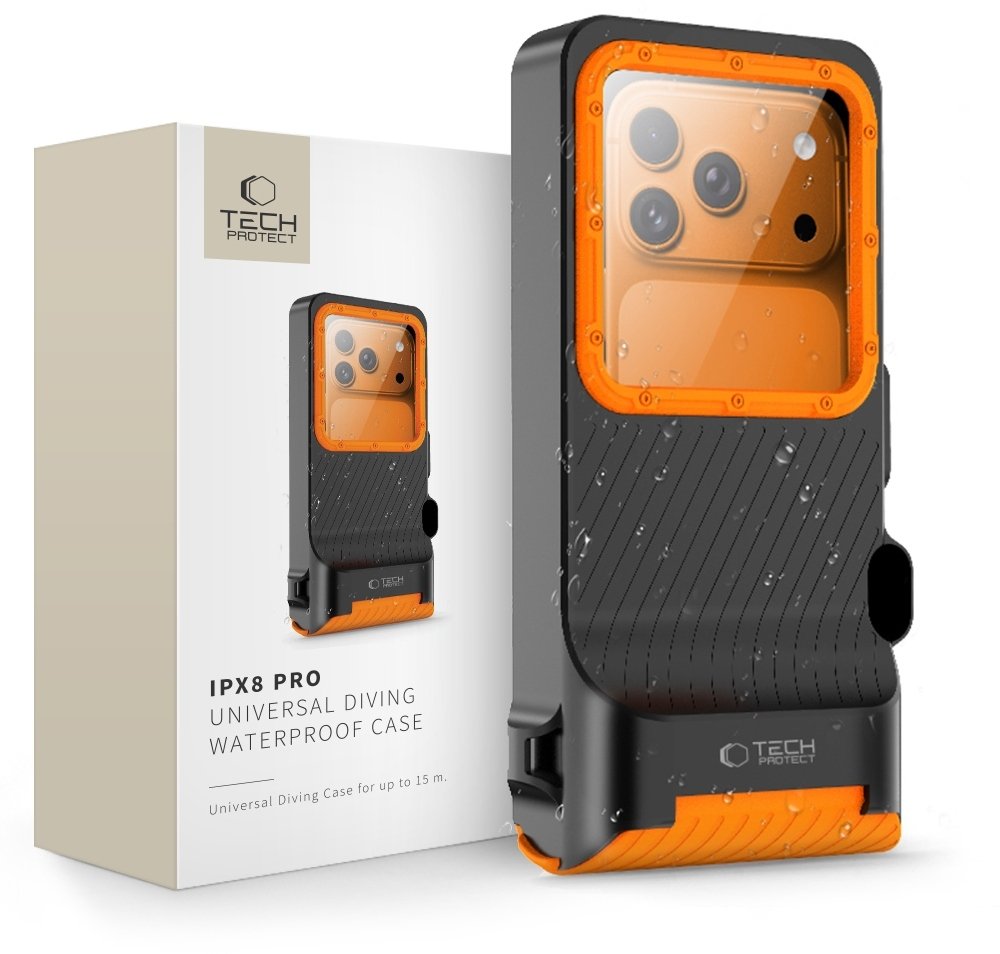 Tech-Protect TECH-PROTECT IPX8 PRO UNIVERSAL DIVING WATERPROOF CASE BLACK/ORANGE