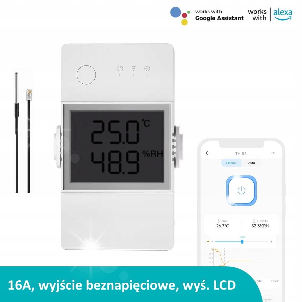 Sonoff SONOFF THR316D TH ELITE PRZEKAŹNIK WI-FI POMIAR TEMPERATURY WILGOTNOŚCI 20A