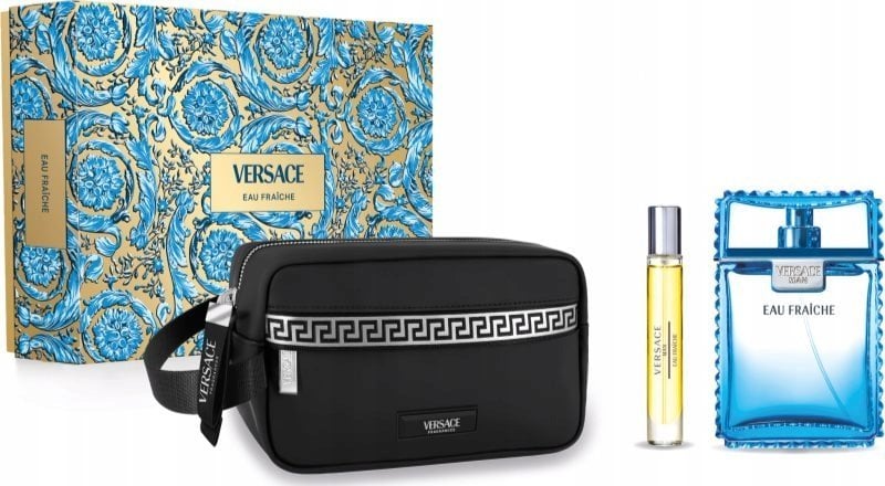 Versace Rinkinys Eau Fraîche dla mężczyzn, woda toaletowa EDTm, 100 ml + spray podróżny, 10 ml + torba
