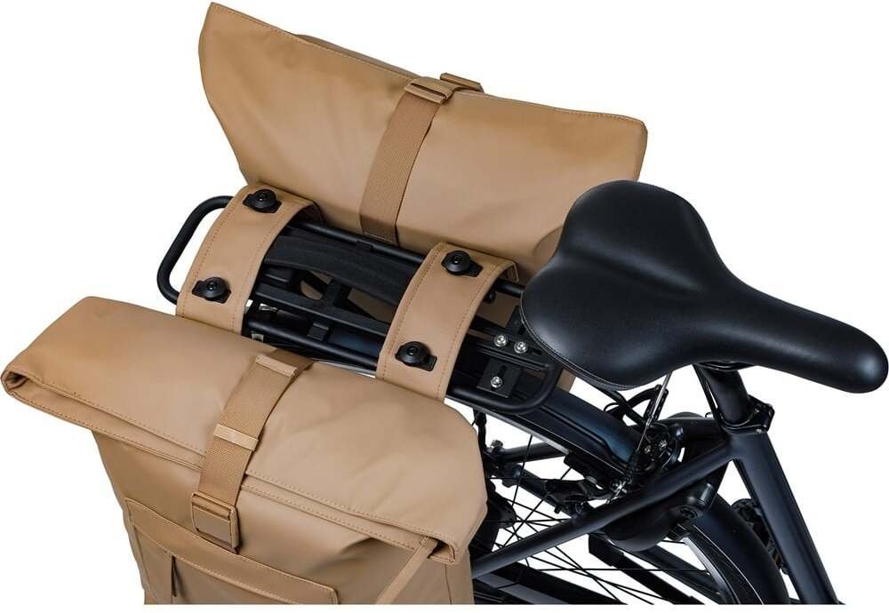 Basil Sakwa podwójna BASIL BROOKLYN DOUBLE PANNIER BAG 41L, MIK System (ready to go) sand