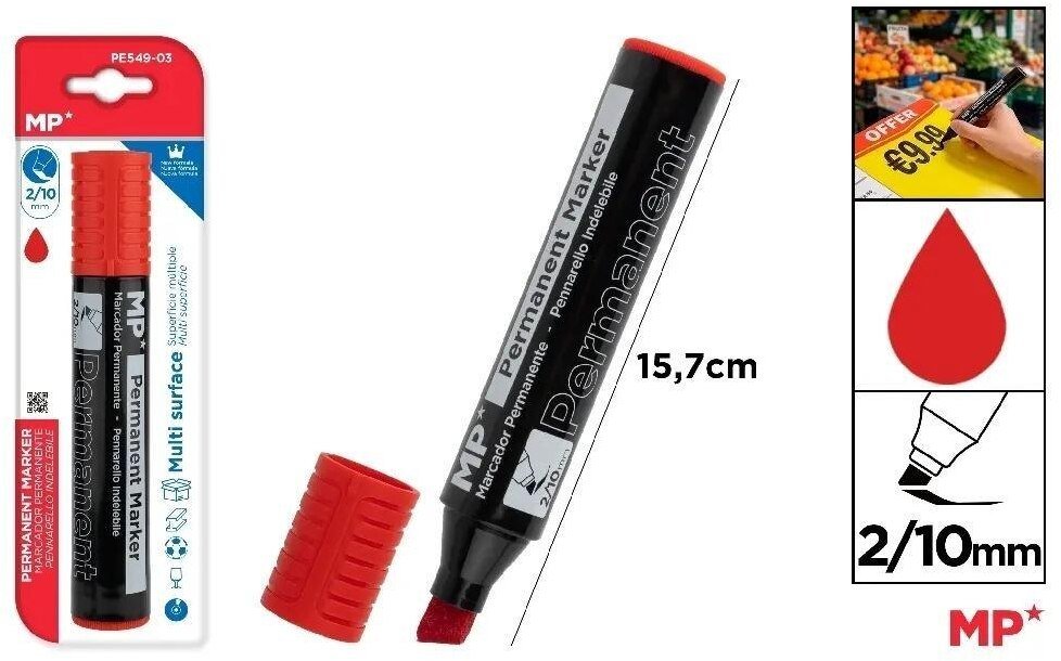 Activejet Marker permanentny z płaską końcówką czerwony (8435721038827)