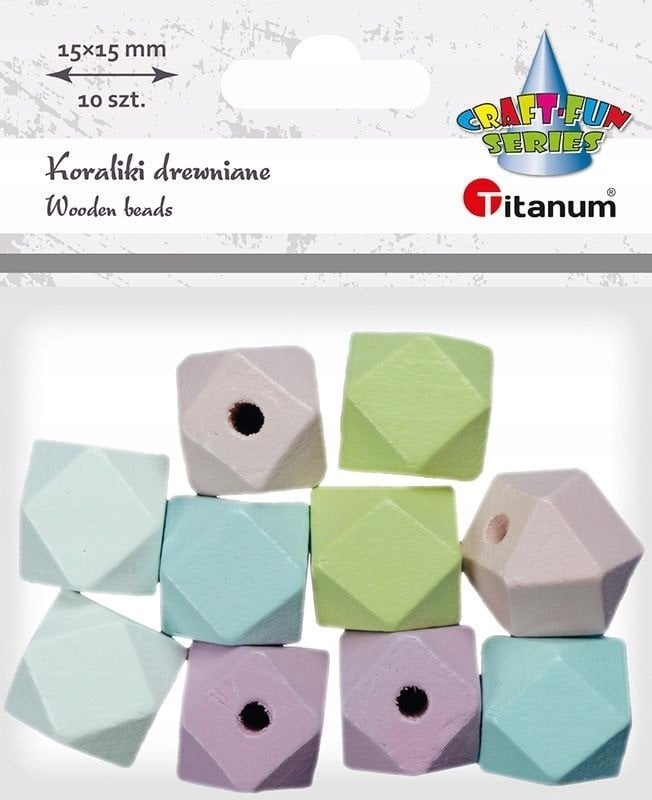 Titanum Koraliki drewniane kostki ścięte pastel 10szt