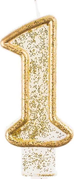 GoDan Świeczka cyferka ze złotą obwódką i brokatem - 1 - 1 szt. uniwersalny