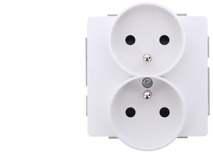 Karlik DECO Mechanizm gniazda podwójnego do ramki DECO Soft z uziemieniem 2x(2P+Z) (przesłony torów ...