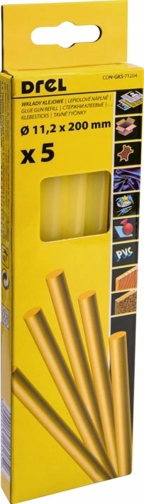 Pistolet do kleju Drel DREL Żółte Wkłady Klejowe 11 2x200mm 5szt Klej Na Gorąco Dekoracje