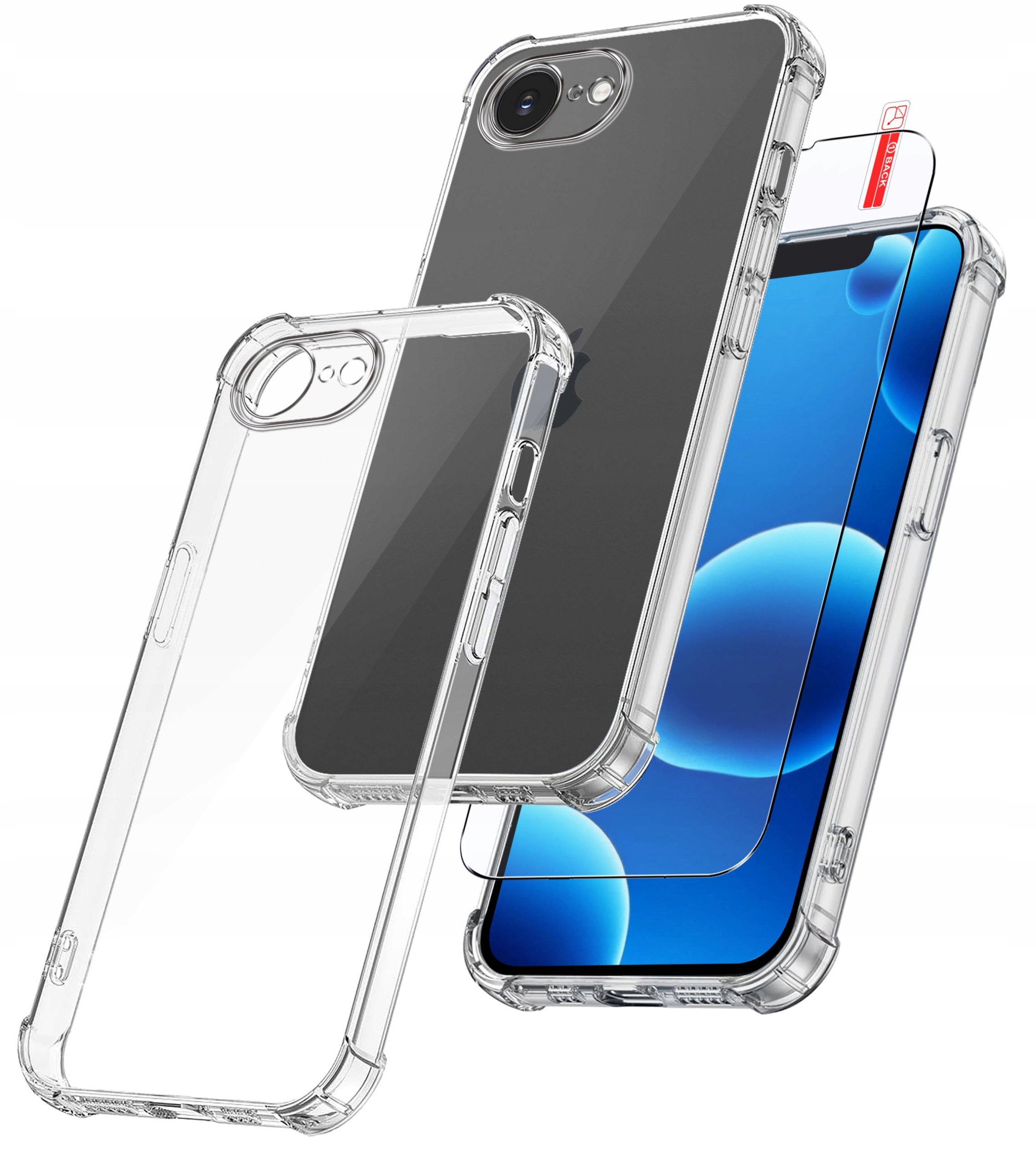 krainaGSM Etui do iPhone 16e PANCERNE CASE SILICON GUMOWE SLIM + SZKŁO 9H