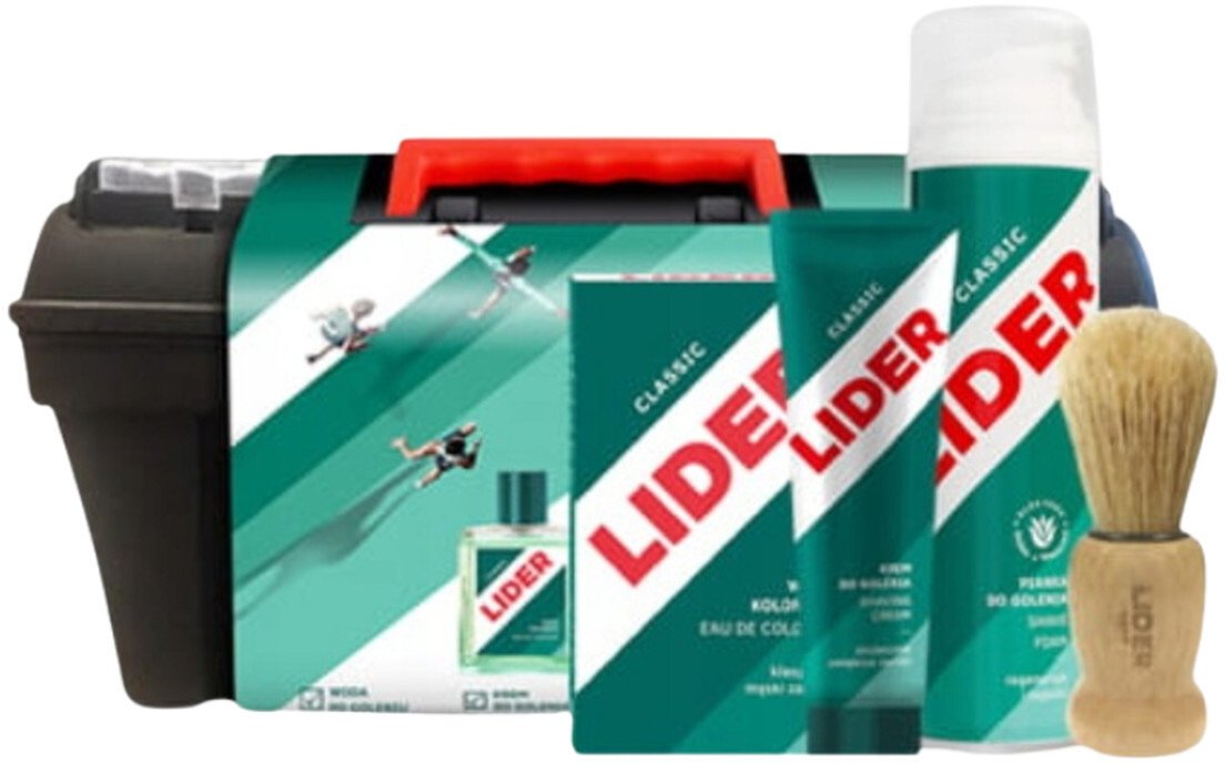 Lider Lider Zestaw prezentowy dla mężczyzny Pędzel do golenia + Krem do golenia + Płyn po goleniu + Balsam po goleniu