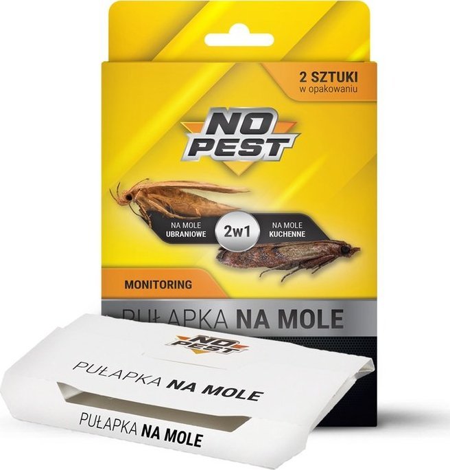 NO PEST Lep 2w1 na Mole 2 szt Pułapka Lepowa Środek Sposób Pułapka na Mole Spożywcze Odzieżowe Kuchenne Ubraniowe