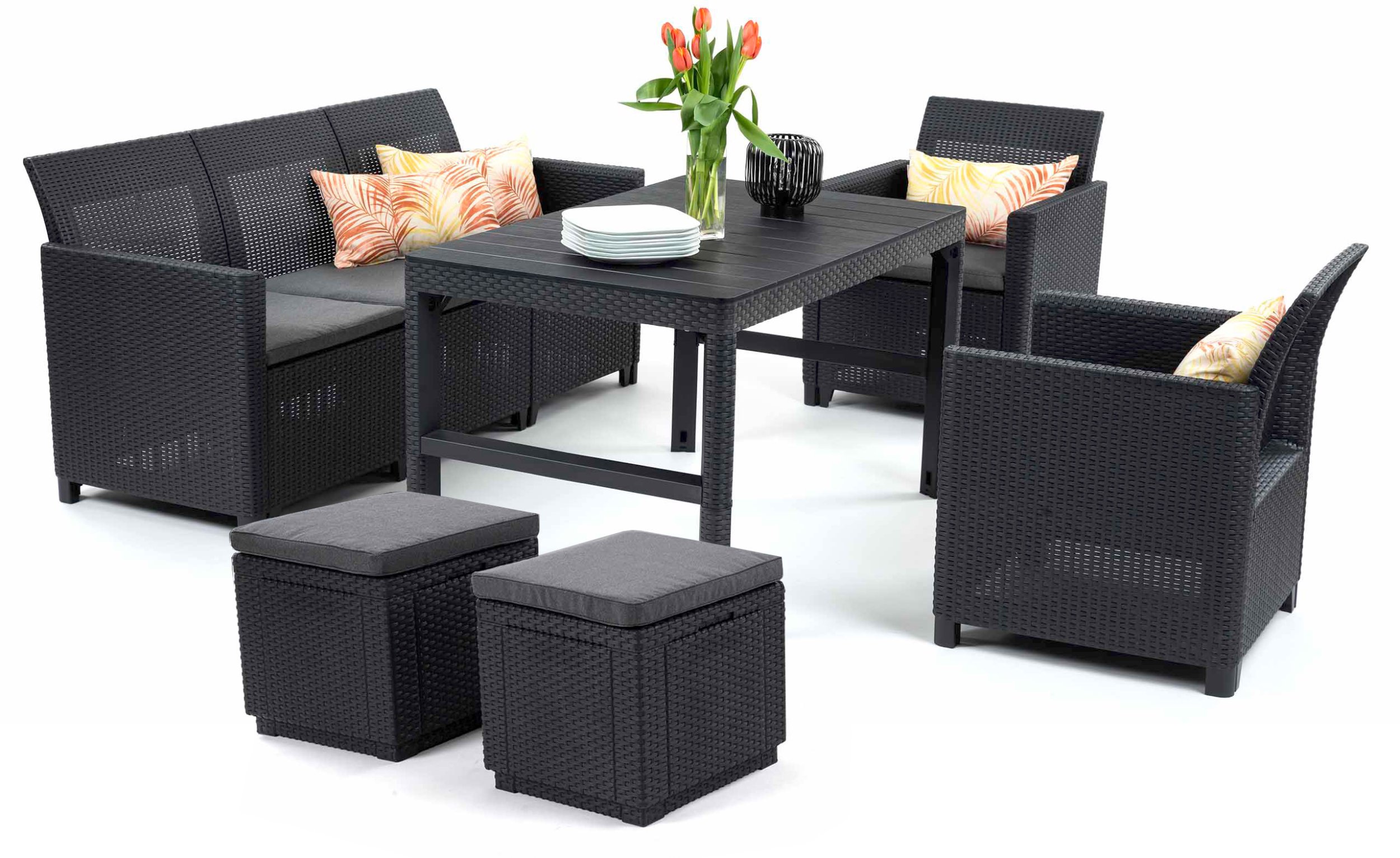 Zestaw mebli ogrodowych Marie 3-set Lyon Club dla 7 osób grafitowy