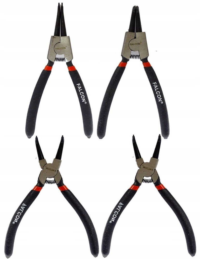 Falcon ZESTAW SZCZYPCE DO PIERŚCIENI SEGERA 7'' 180MM 4 ELEMENTY PROSTE WYGIĘTE