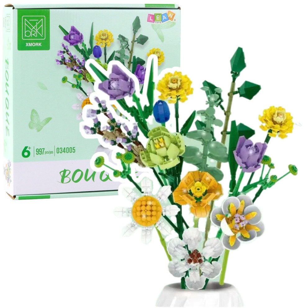 LeanToys Klocki Konstrukcyjne Dekoracyjny Bukiet Kwiaty Kolorowe 997 el.