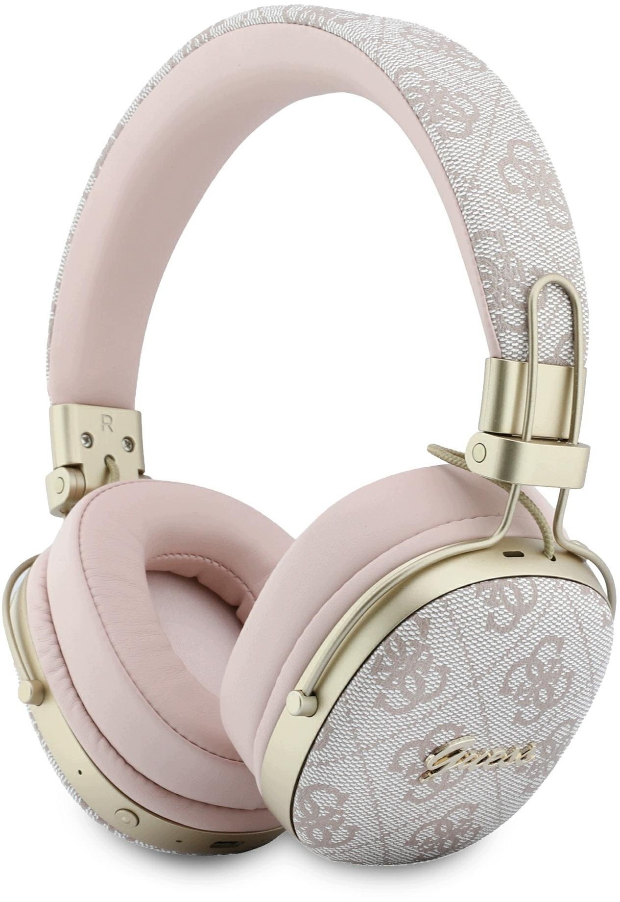 Guess Nauszne Bluetooth ENC Metal 4G Script Logo różowy