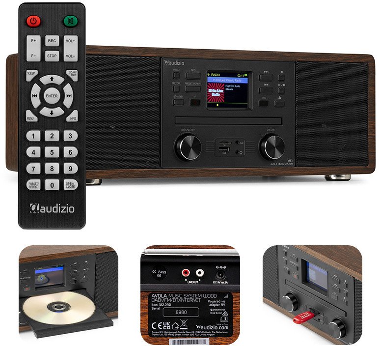 Radioodtwarzacz Audizio Radioodtwarzacz Avola CD/BT/DAB+/WIFI brązowy one size