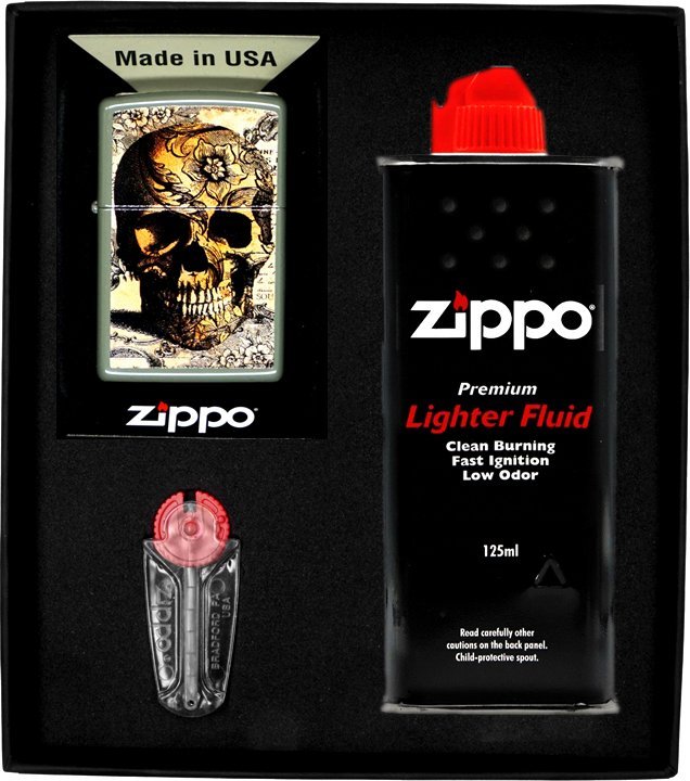 Фото - Запальничка Zippo Zestaw  Zapalniczka VINTAGE SKULL Prezentowy No1 