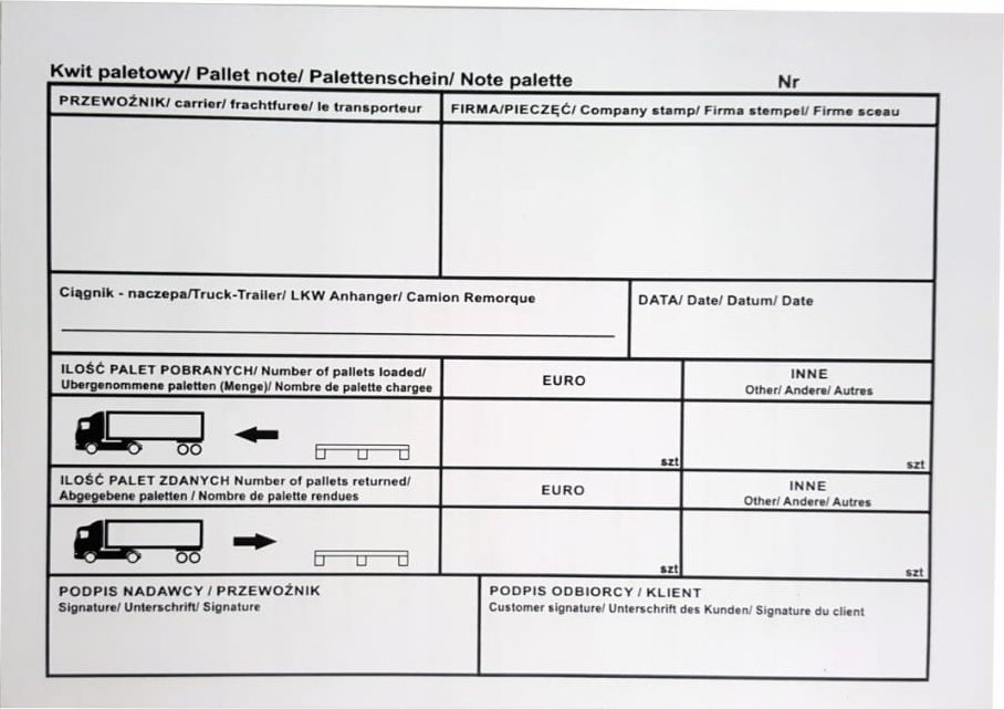 Pako Kwit Paletowy A5 100 kartek - Samokopiujący
