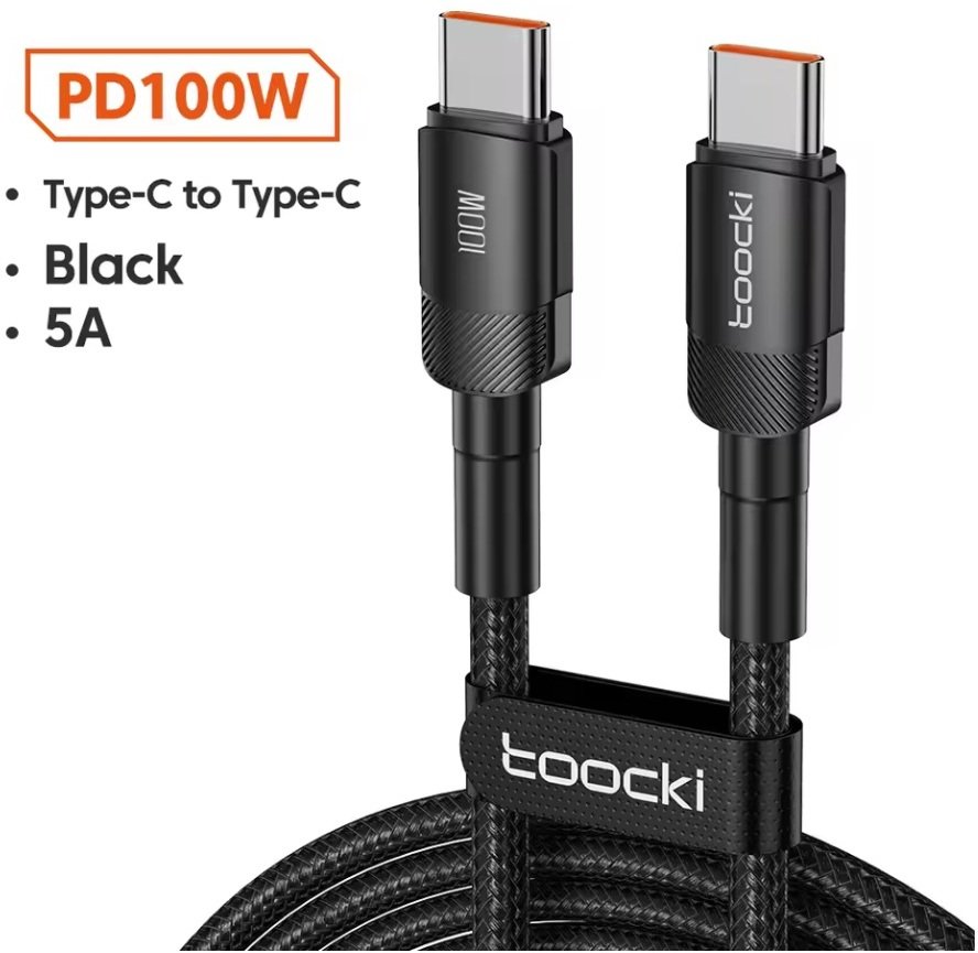 Kabel Toocki USB-C do USB-C 60W 2m 480Mb/s czarny