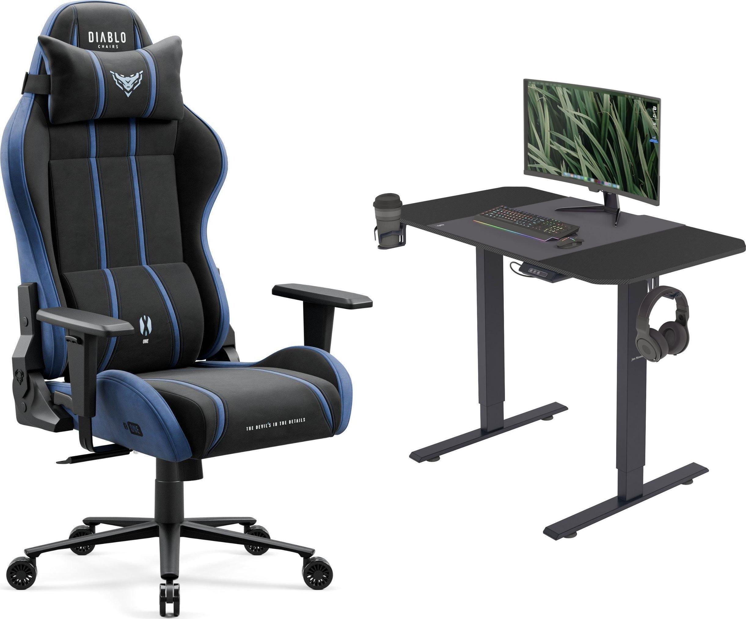 Fotel Diablo Chairs X-One 2.0 Normal Size Night Blue + EGON 1100 Czarne 110 cmx60 cm
