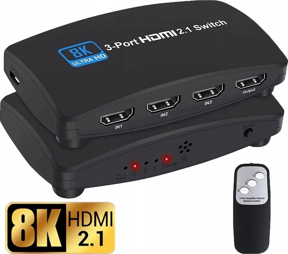 Pawonik Switch HDMI 2.1 3X1 8K 4K 120HZ 240HZ