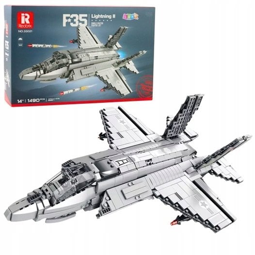 LeanToys Klocki konstrukcyjne Samolot Myśliwski F-35 Lightning II Szary 1490 el.