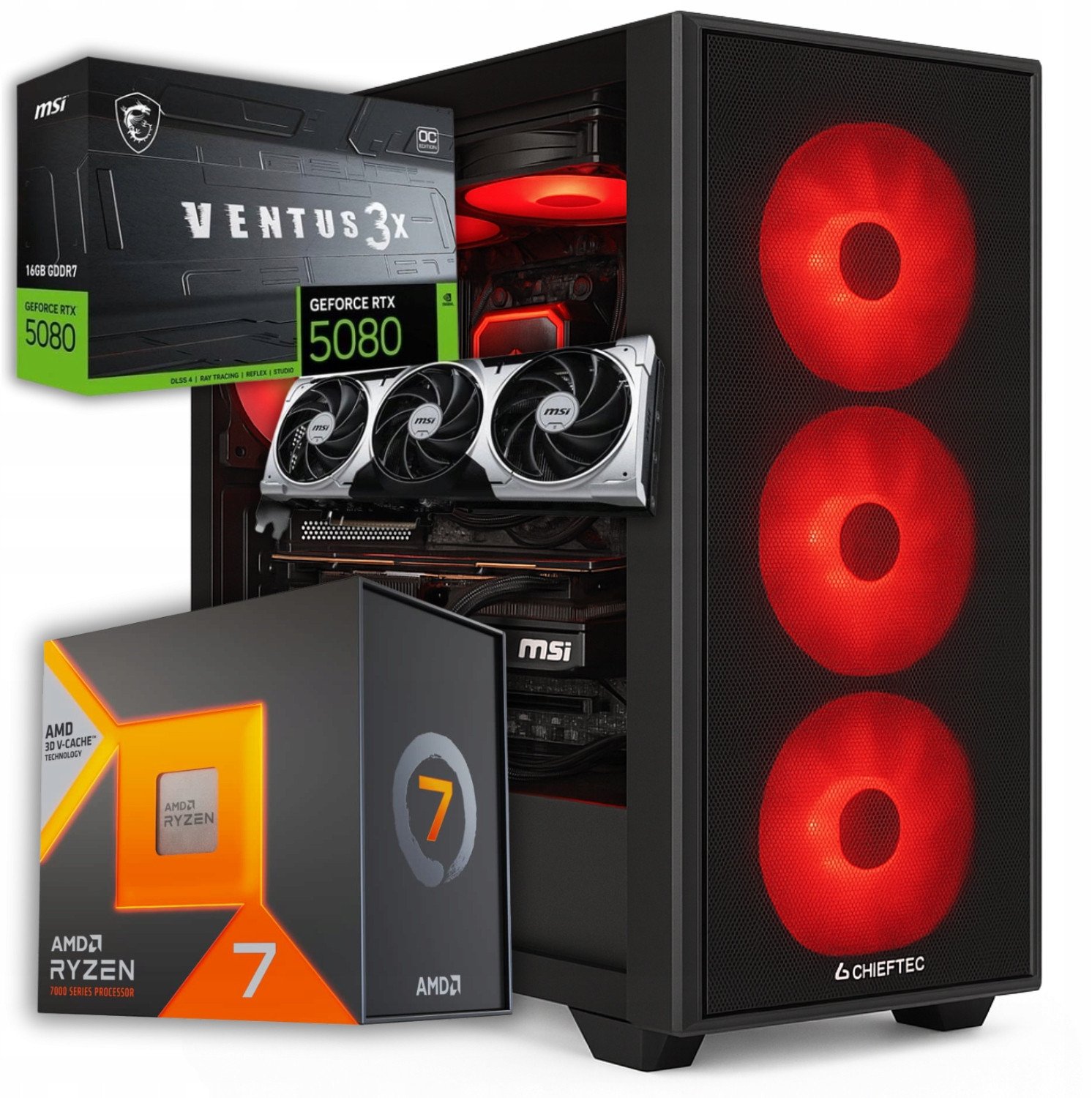Komputer BSG Raptor V33 AMD Ryzen 7 NVIDIA GeForce RTX 5080 32GB DDR5 1000GB SSD Windows 11