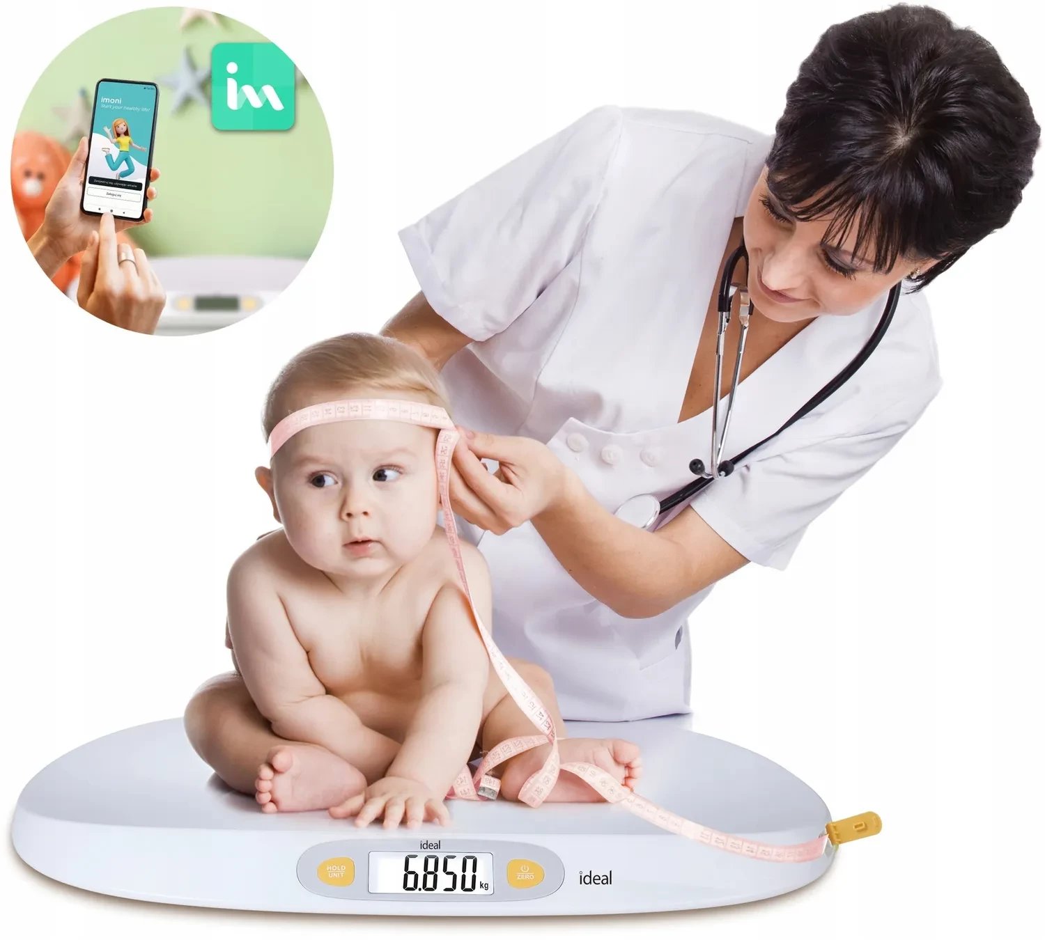 Ideal WAGA ELEKTRONICZNA DLA NIEMOWLĄT DZIECI DOKŁADNA APLIKACJA MIARA DO 25 KG