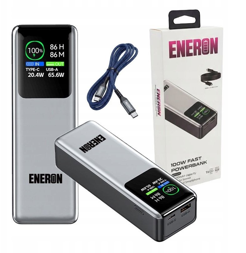 Bateria Eneron MOCNY POWERBANK SZYBKIE ŁADOWANIE 20000mAh USB-C 100W do LAPTOPA TELEFONU
