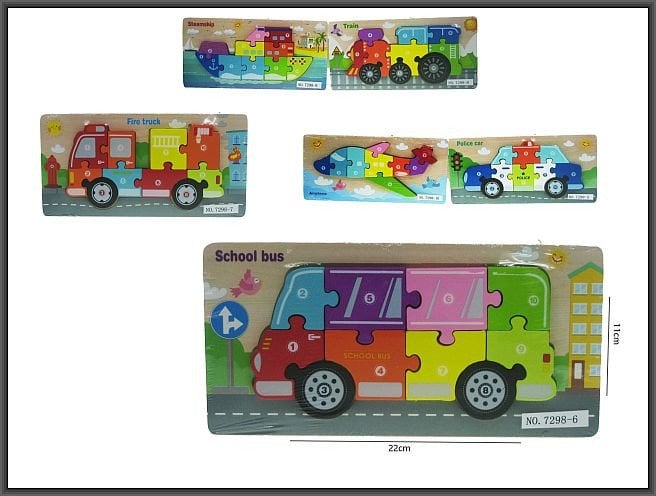 Hipo Puzzle pojazdy 11x22cm 6rodz HPAW01 44195