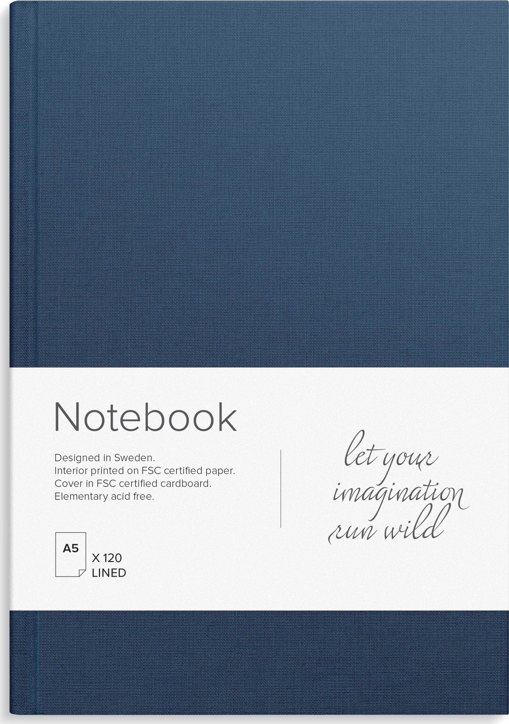 Mayland-Burde Burde Notesbog, blå tekstilpræg, linj., A5