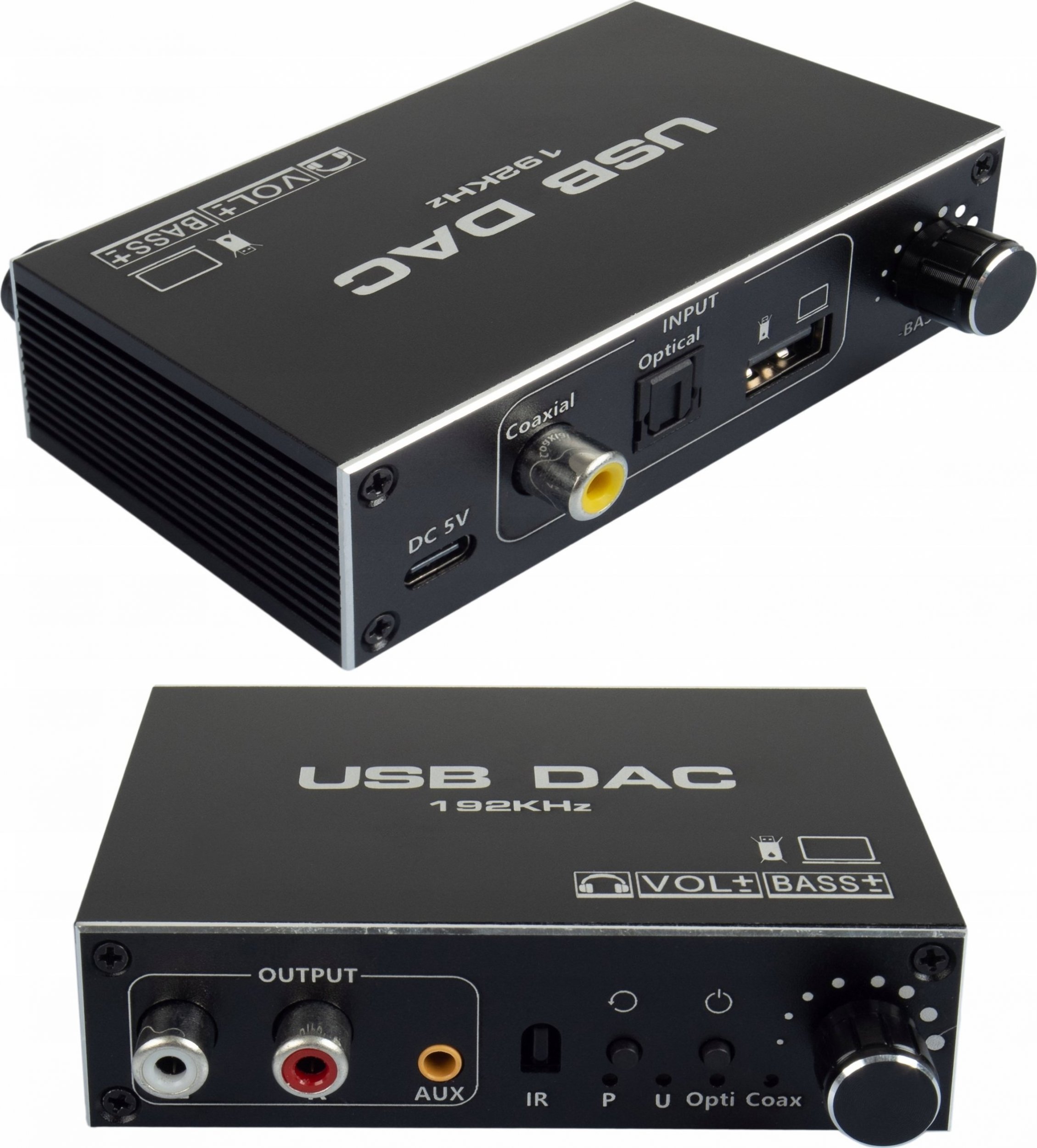 System przekazu sygnału AV Pawonik KONWERTER AUDIO USB DAC TOSLINK COAXIAL CINCH AUX WZMACNIACZ REGULACJA BASS