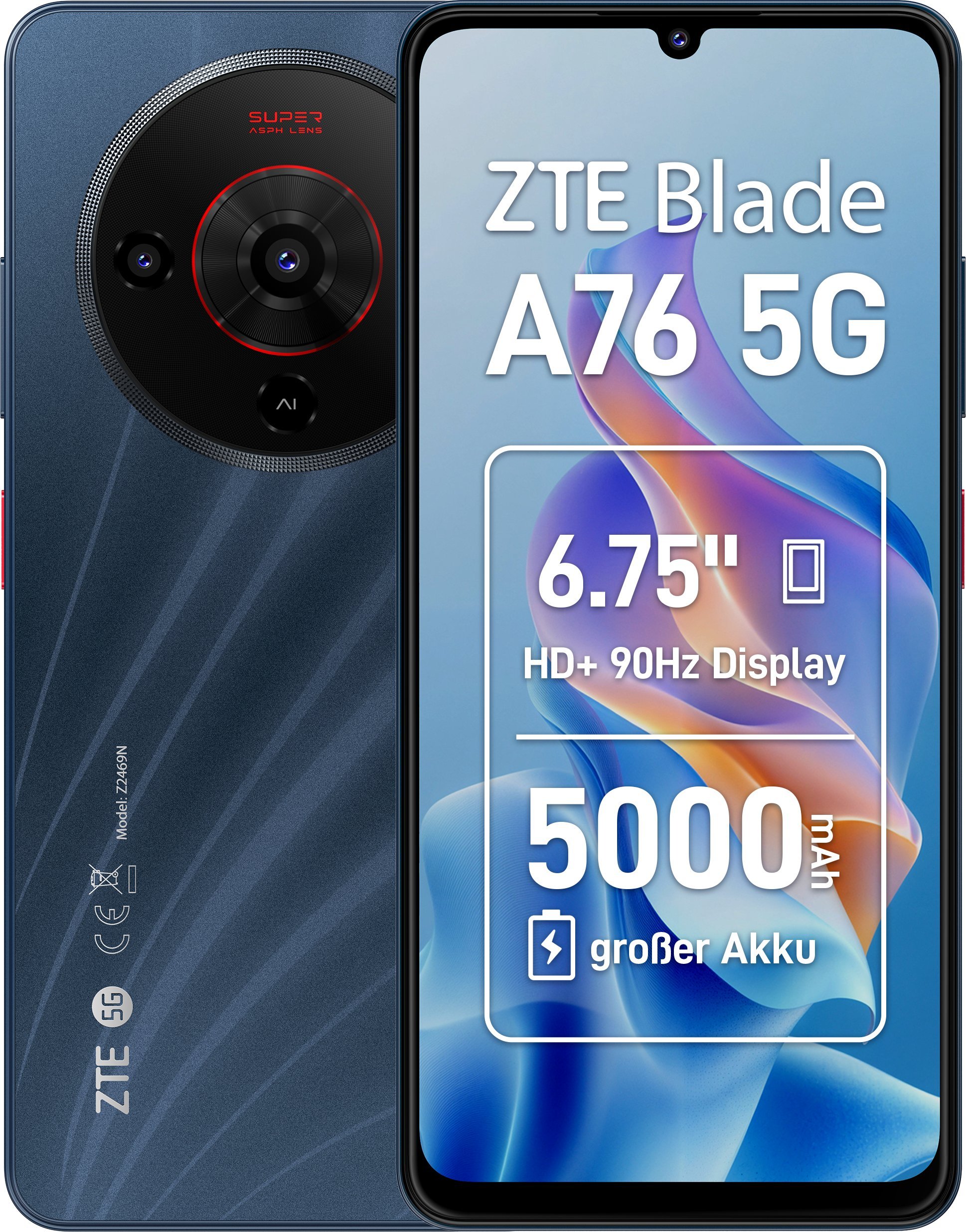ZTE Blade A76 5G 17,1 cm (6.75") Dual SIM USB Type-C 6 GB 128 GB 5000 mAh Czarny