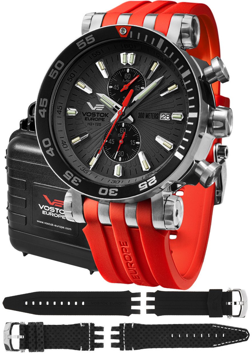 Zegarek Vostok Europe Zegarek męski Vostok Europe VK61-575A588SR czerwony