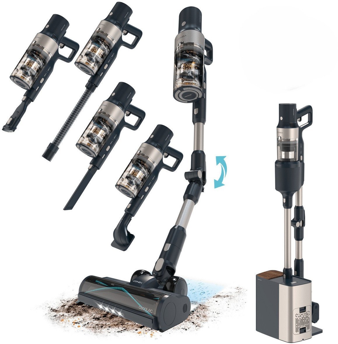 Odkurzacz pionowy Cecotec Conga Rockstar 5500 Hurricane Station Pet Flex Odkurzacz pionowy ze stacją czyszczącą