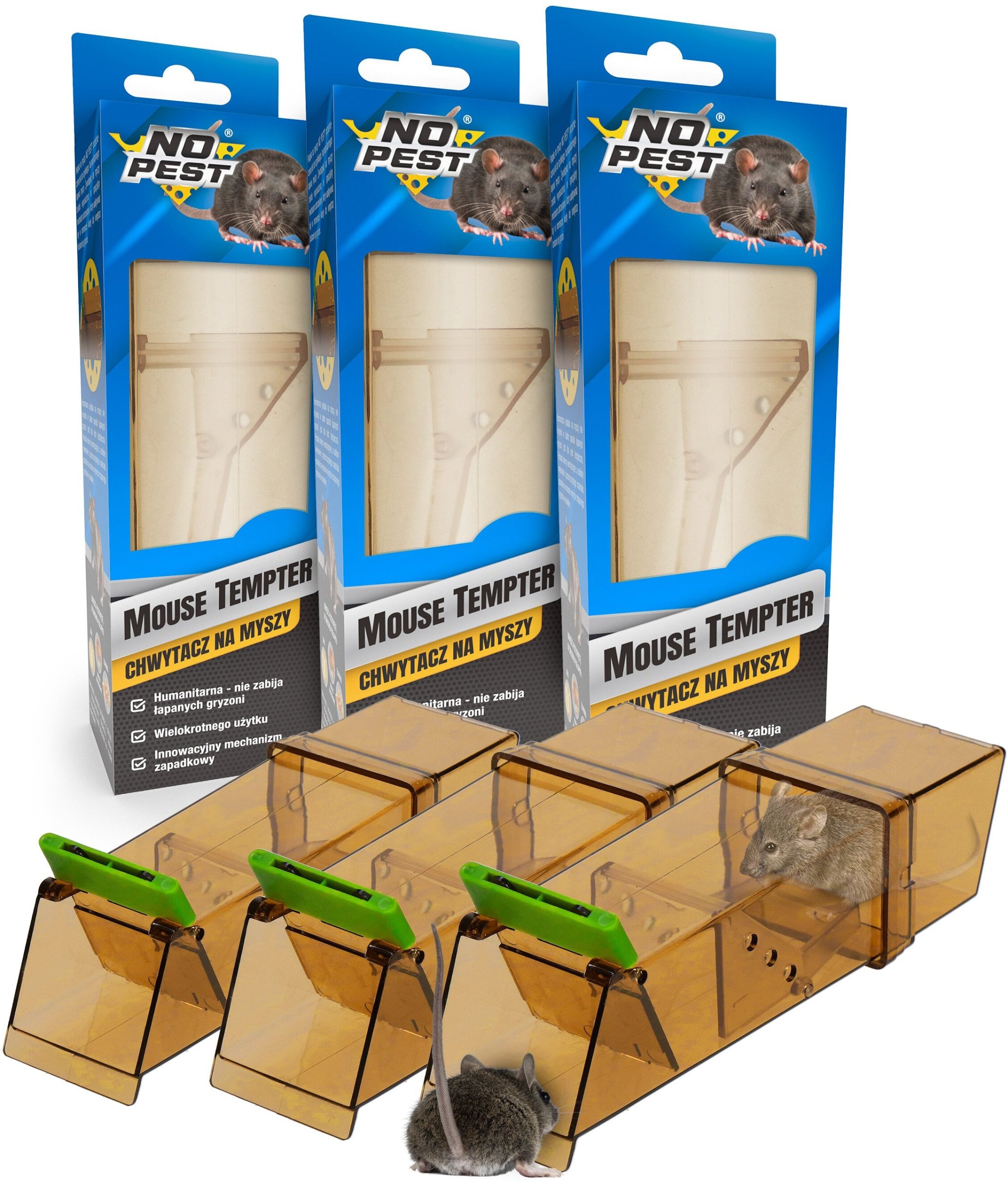 Pułapka Łapka Myszołapka Chwytacz na Myszy Gryzonie "Mouse Tempter" (3 szt)