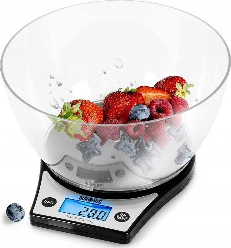 Waga kuchenna Duronic Duronic KS6000 BKCR Elektroniczna waga kuchenna z misą | 5 kg | czarna waga | ...