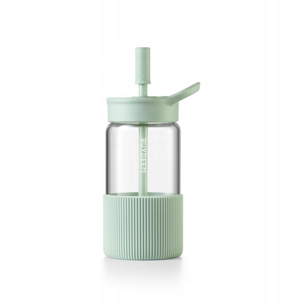 BUYDEEM Portable Glass Straw Bottle 550ml, model DG425, color Cozy Greenish