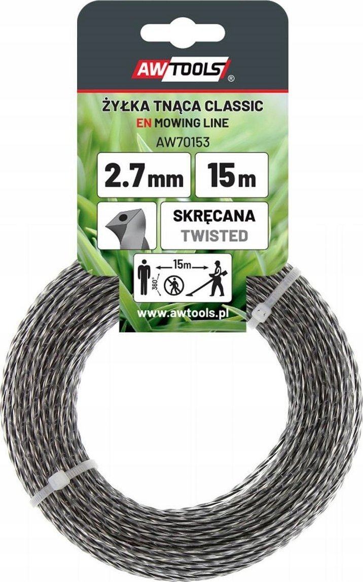 AWTools AWTOOLS ŻYŁKA TNĄCA CLASSIC 2,7x15m/SKRĘCANA