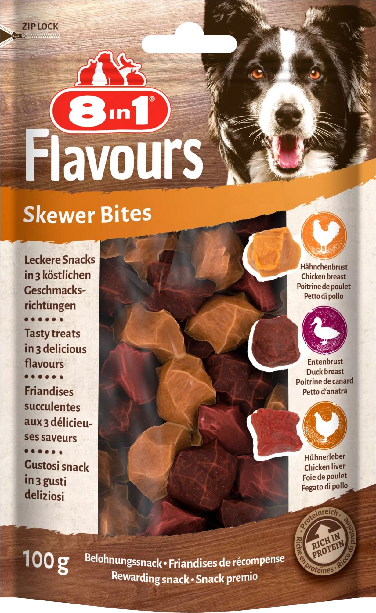 8in1 Przysmak dla psa mięsne kąski FLAVOURS i 100g