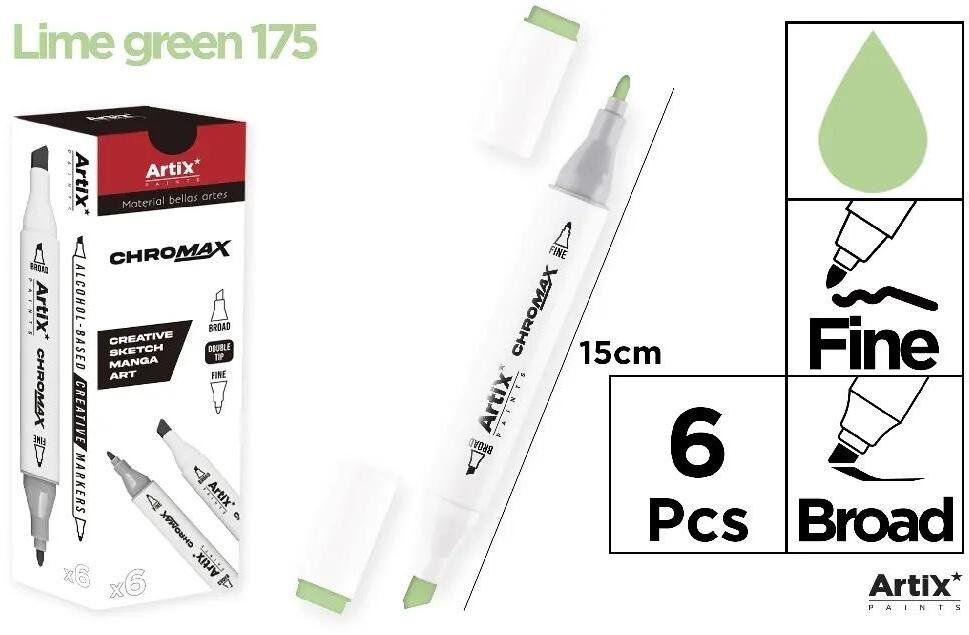Marker Chromax z 2 końcówk. lime green 175 (6szt)