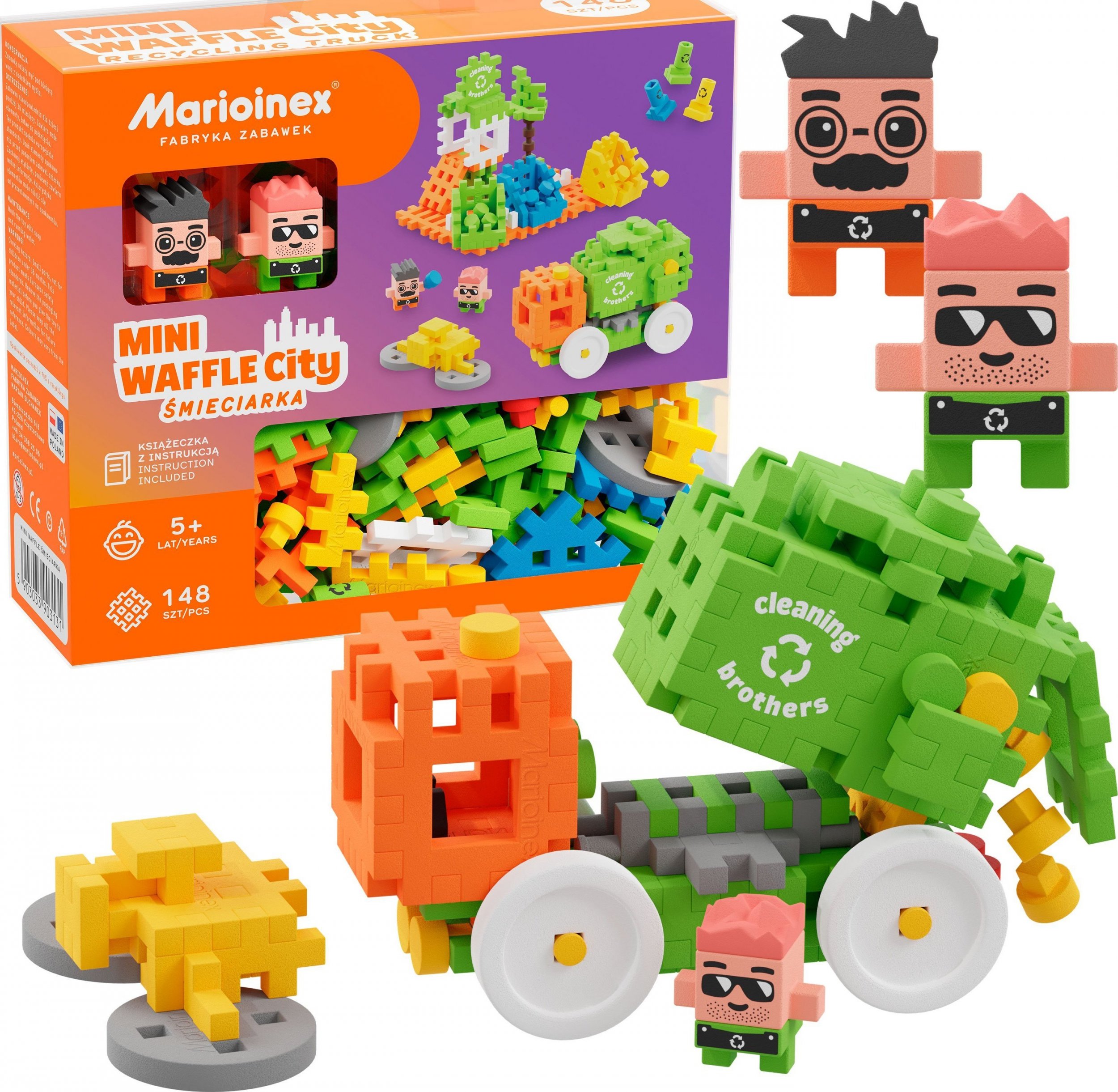 Marioinex Klocki waffle mini Śmieciarka 148 el (03131)
