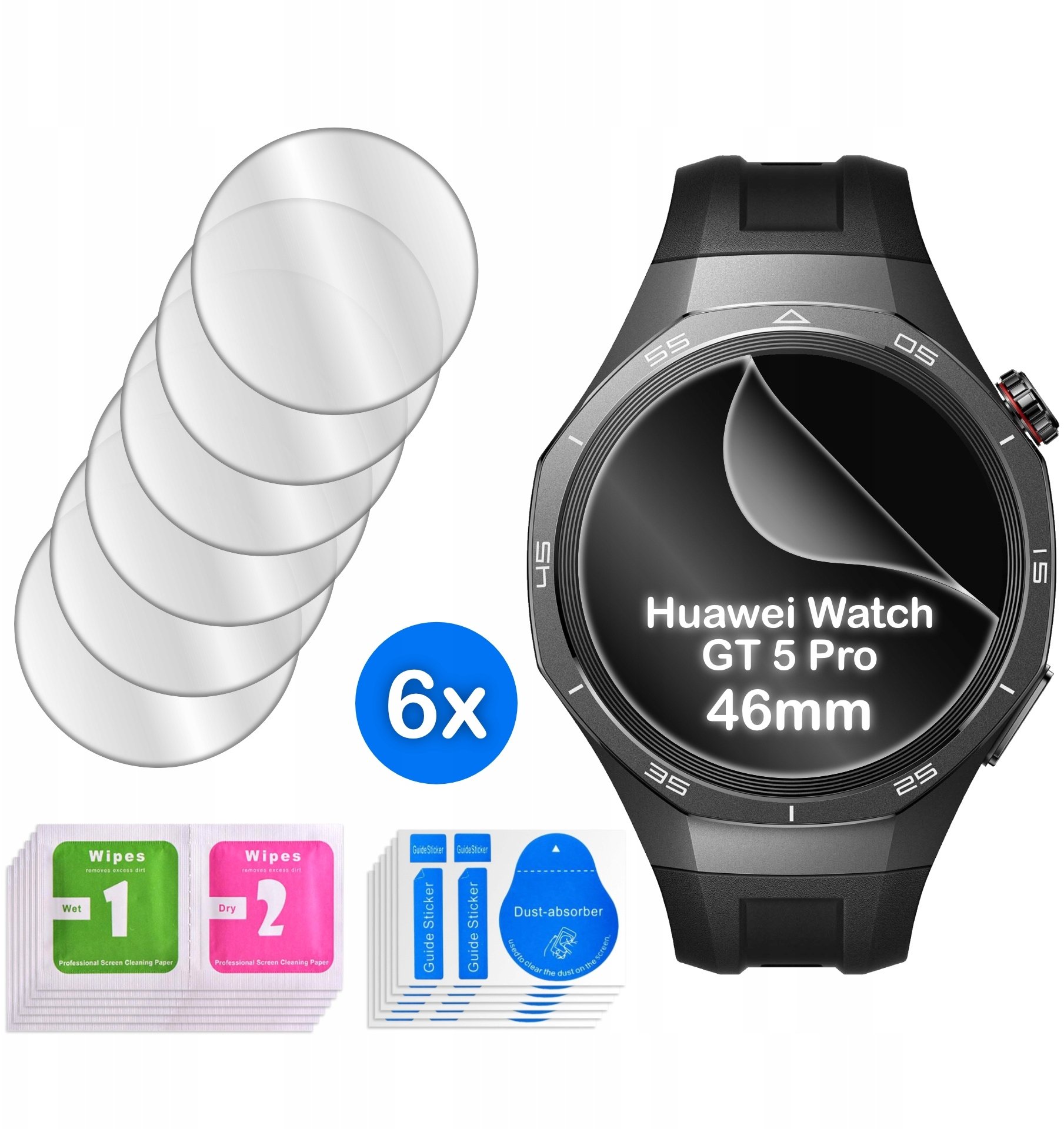krainaGSM FOLIA do Huawei Watch GT5 Pro 46mm OCHRONNA na ekran 3D 6 sztuk