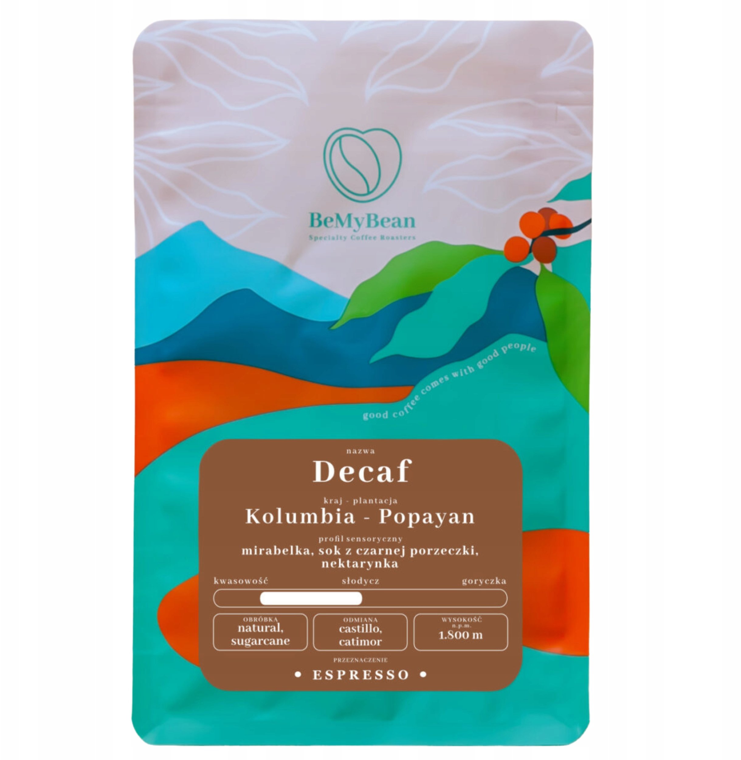 Kawa ziarnista Coffee Hunter BeMyBean kawa ziarnista Kolumbia Popayan Natural Sugarcane Espresso 250 g