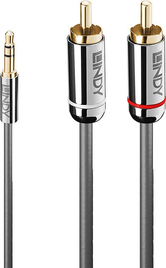 Kabel Lindy Jack 3.5mm - RCA (Cinch) x2 0.5m srebrny (35332)
