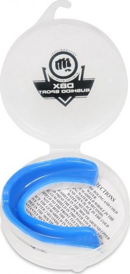 DBX BUSHIDO Żelowe Ochraniacze Szczęki - Ochraniacze na Zęby + Pudełko - Biało-Niebieskie