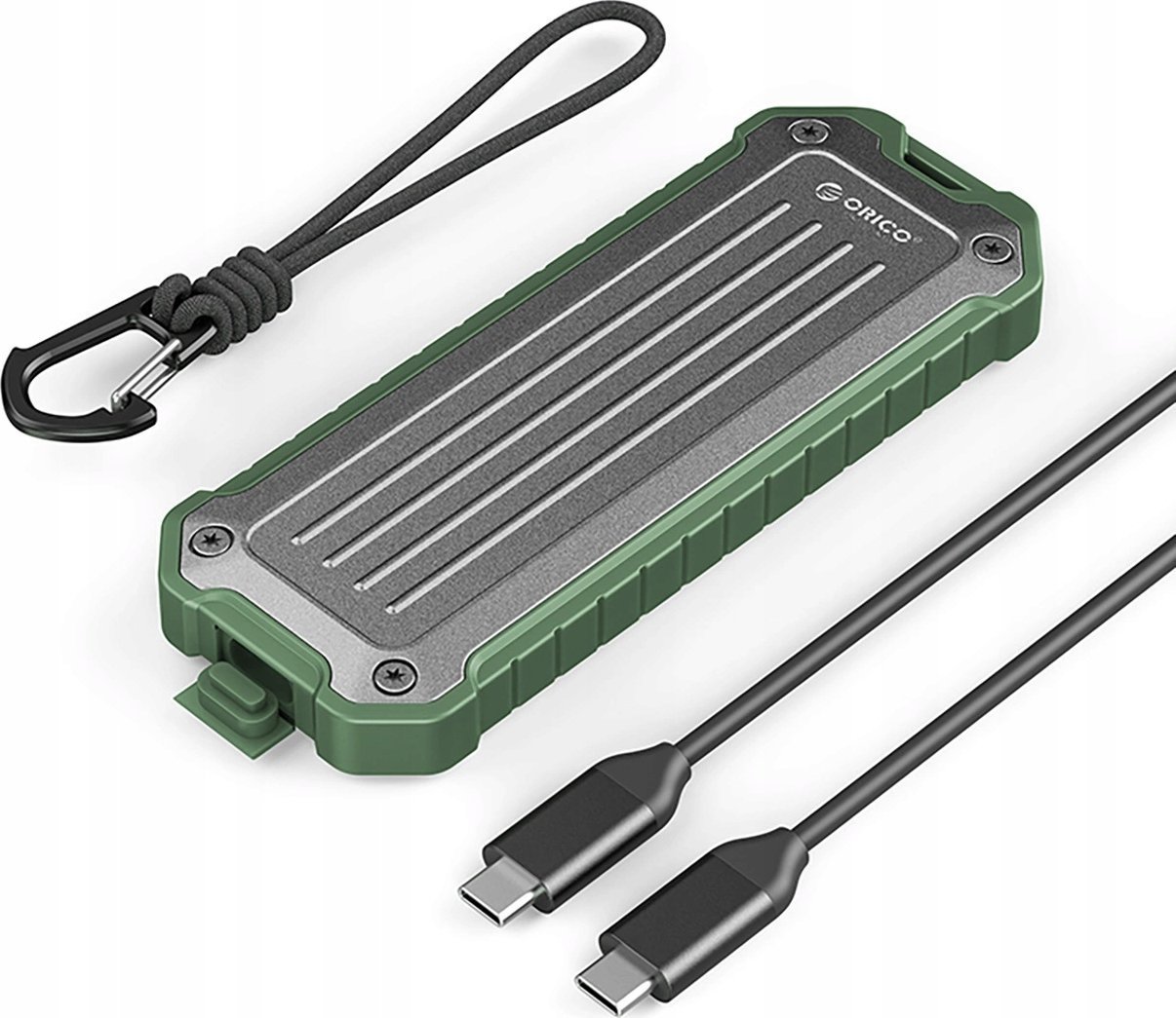 Kieszeń Orico Przenośna kieszeń dyskowa M.2 NVMe/SATA SSD USB-C 3.2 - szaro-zielona