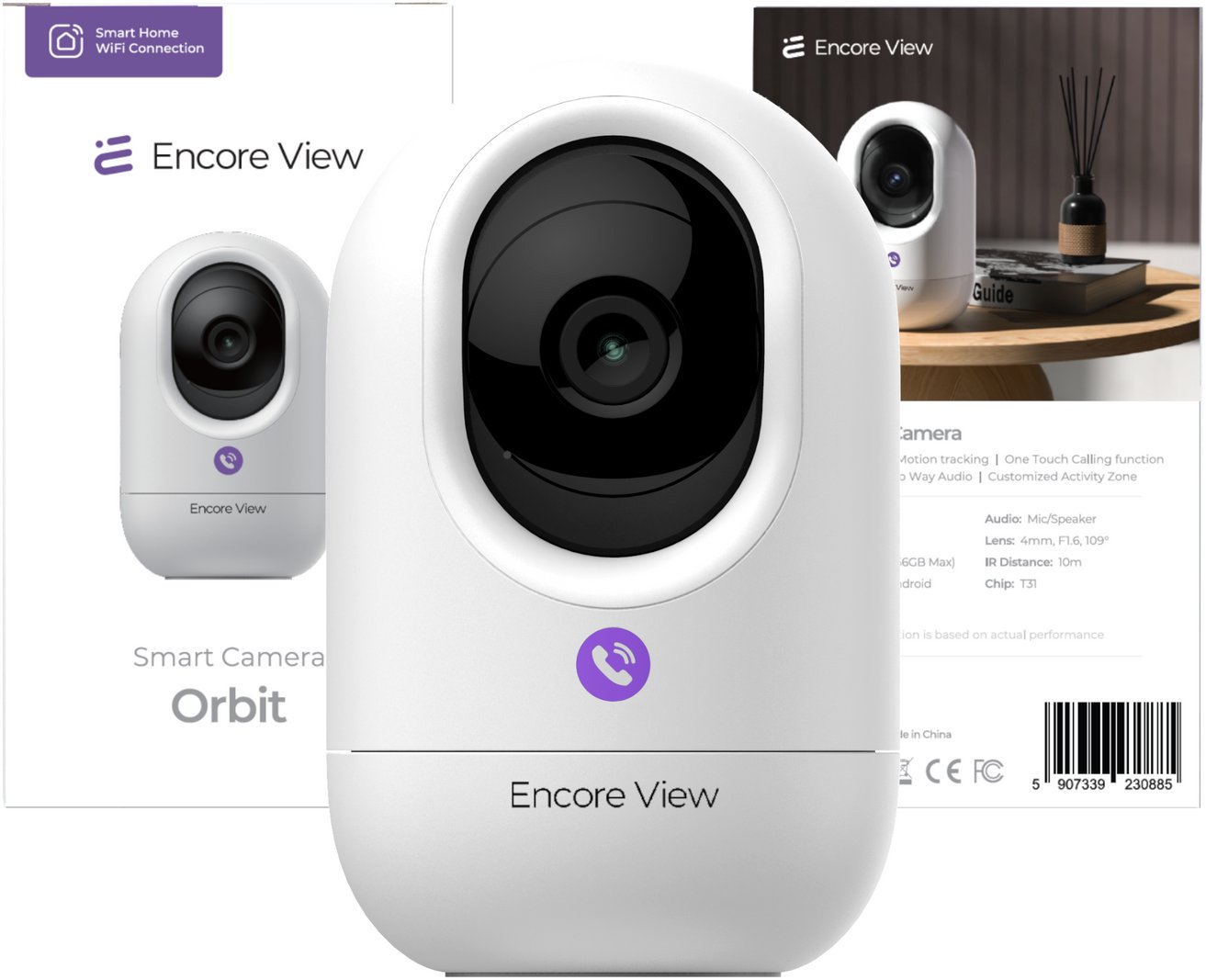 Nowa inteligentna kamera domowa WiFi PTZ 4Mpx FHD 3x Zoom IR night vision USB-C Encore View Orbit