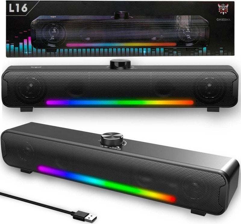 Głośnik Onikuma Onikuma L16 Głośnik Gamingowy Aux Bt 5.0 Rgb : Kolor - Czarny