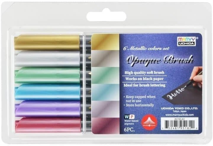 Kolorowe Baloniki Pisaki pędzelkowe Opaque Brush 6 kolorów