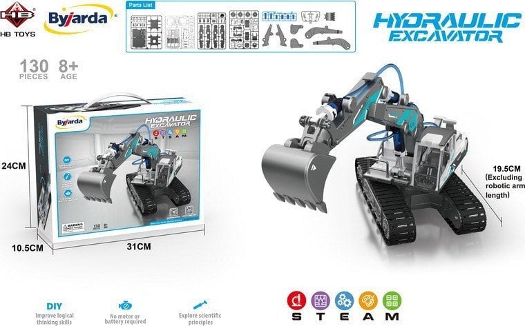 Triton Koparka Hydrauliczna do Składania dla dzieci 8+ Ruchome elementy + Części konstrukcyjne 130 e...